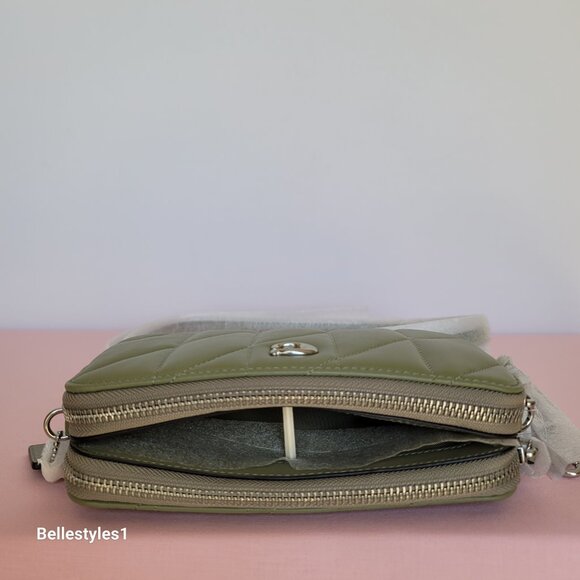 COACH Kira With Quilted Nappa Smooth Leather Crossbody Bag- Moss color ⭐ - Picture 11 of 16